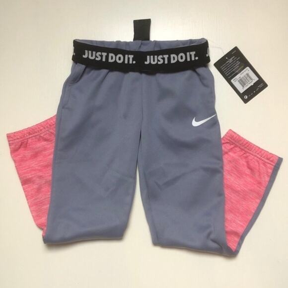 Nike Girls Dri-Fit Two Color Just Do it Logo Ashen Slate Sweatpants Sz 6 - Picture 4 of 8